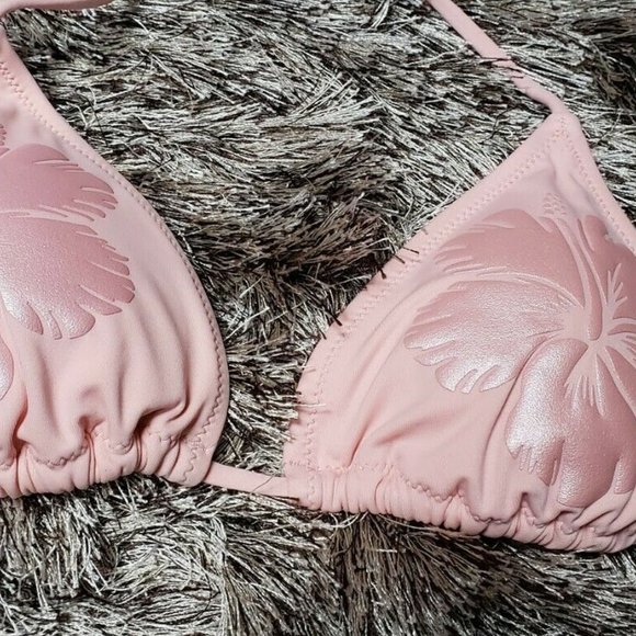 Victoria's Secret PINK Hibiscus Flower Embossed Bikini Top S RARE - Picture 2 of 5
